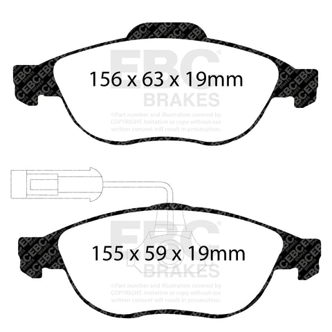 EBC Yellowstuff 4000 Series Street and Track Brake Pad Set (DP41153R)