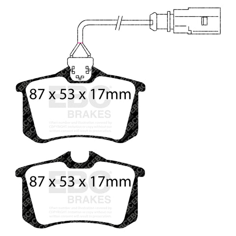 EBC Yellowstuff 4000 Series Street and Track Brake Pad Set (DP41522R)