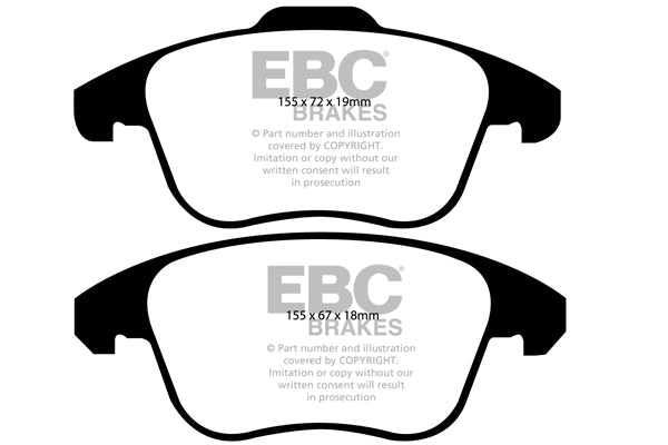 EBC Yellowstuff 4000 Series Street and Track Brake Pad Set (DP41960R)