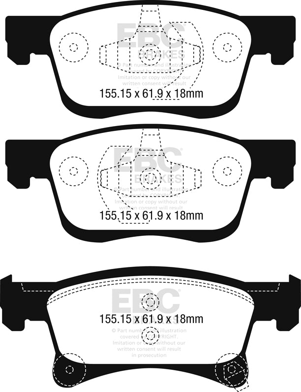 EBC Brakes Yellowstuff 4000 Series Street and Track Brake Pad Set (DP42242R)