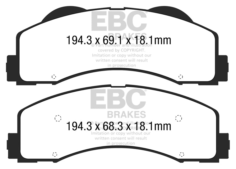 EBC Yellowstuff 4000 Series Street and Track Brake Pad Set (DP43034R)