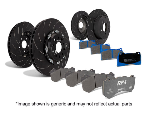 EBC Bluestuff NDX Pad & 2pc Disc Kit FULL VEHICLE 2pc disc kit & swept groove rear (P2DK033B)